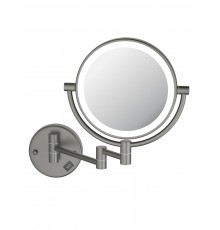 AQ4912BGM зеркало косметическое настенное с подсветкой 5х, оружейная сталь (шлиф. черный хром) AQ4912BGM