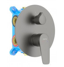 AQ1147BGM БЕТТА смеситель для ванны, 3 режима (внешняя и скрытая часть), оружейная сталь (шлиф. черный хром) AQ1147BGM