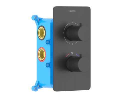 AQ1393MB ЕВРОПА термостатический смеситель для ванны 3 режима (внешняя и скрытая часть), матовый черный AQ1393MB