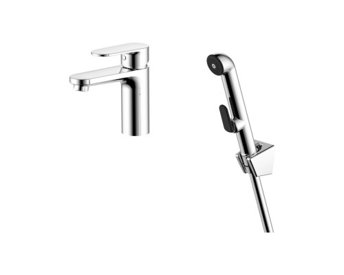 AQ1812CR НИКА смеситель для раковины 90 без донного клапана с гигиеническим ручным душем AQ1812CR