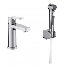 AQ1712CR ЛУГАНО смеситель для раковины 106 с гигиеническим ручным душем AQ1712CR