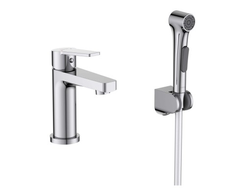 AQ1712CR ЛУГАНО смеситель для раковины 106 с гигиеническим ручным душем AQ1712CR