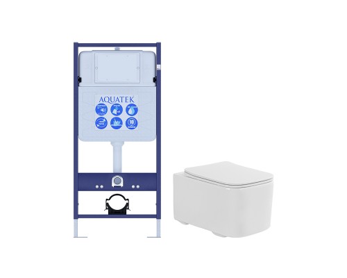 SET AQUATEK КВАДРО T (рама AQUATEK Standard INS-0000012(без клавиши и крепежа)+унитаз AQ1515T-00 КВАДРО с тонким сиденьем soft-close SET AQUATEK КВАДРО T
