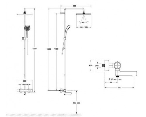 E26238-CP ATOM термостатическая душевая колонна (смеситель для ванны) E26238-CP