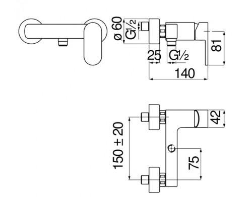 UP94130BM UP смеситель для душа, матовый черный UP94130BM