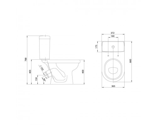 1P4053S0000BF Унитаз-компакт Визит белый, сидение полипропилен (арт.188053S0020B0), кос вып 1.P405.3.S00.00B.F