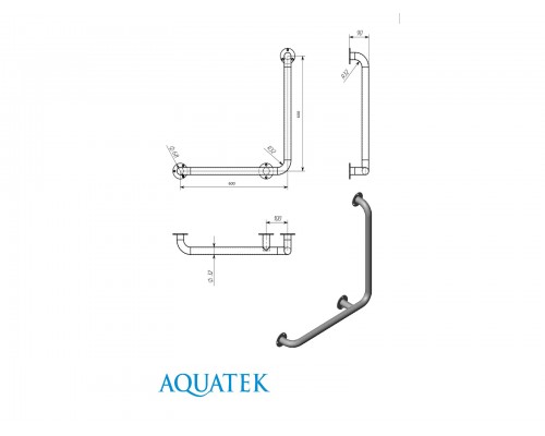 Поручень настенный Г-обр. 600600 мм, L (ПРОДАЕМ ИЗ НАЛИЧИЯ) POR-0000008
