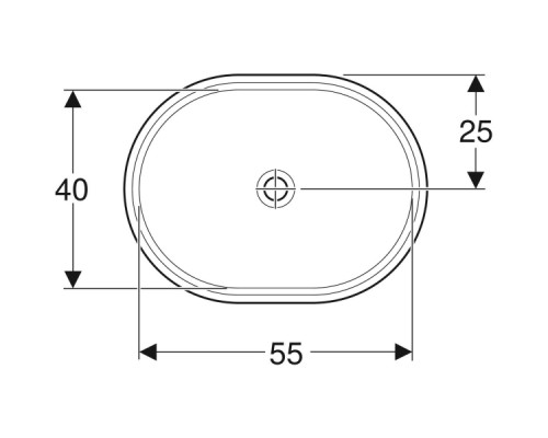 500.758.01.2 Geberit VariForm Раковина с установкой под столешницу эллиптичекой формы, T1=55х40 см, без отв. под смеситель, без отв. перелива 500.758.01.2