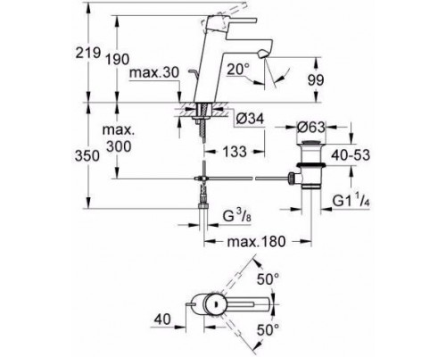 23450001 Concetto Смеситель для раковины с донным клапаном, средний излив, хром 23450001