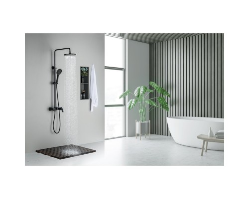 AQ2140MB БЕТТА душевая система (смеситель для ванны) 220мм, матовый черный AQ2140MB