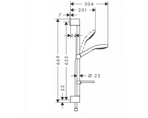 26582400 HG Croma Select E Vario 65 см душевой гарнитур белый/хром 26582400