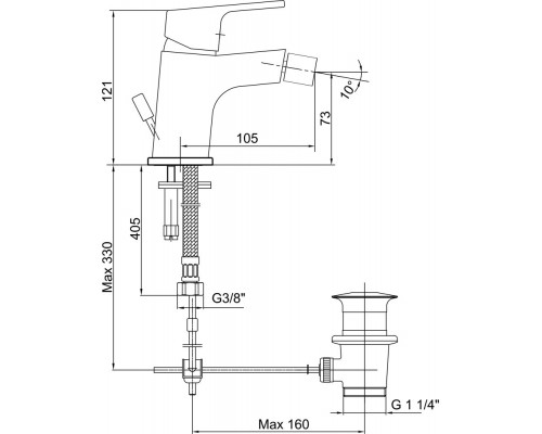 102110195C1EX TIERA смеситель для биде матовый черный 102110195C1EX