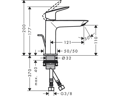 71252000 Logis Fine смеситель для раковины 110, push open 71252000