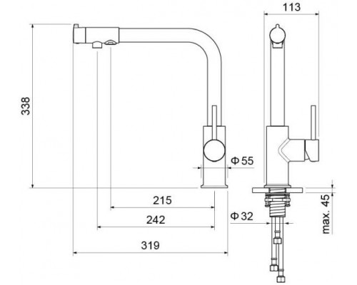 AQ1386CR ЕВРОПА смеситель для кухни с подключением к фильтру питьевой воды AQ1386CR