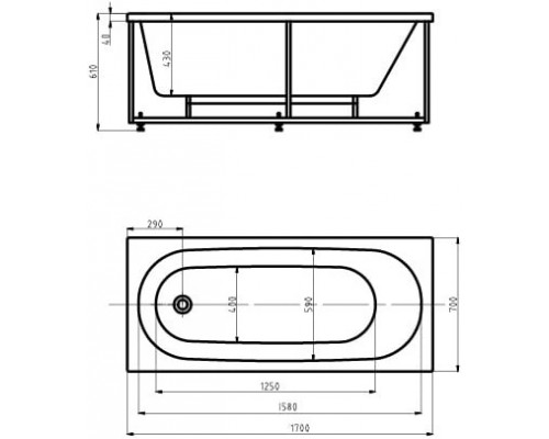 Оберон 170 пустая с фр.экр.(слив слева) OBR170-0000026