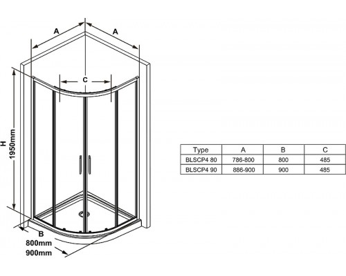 BLSCP4-80 черный+Transparent. уголок полукруглый X3BM40300Z1