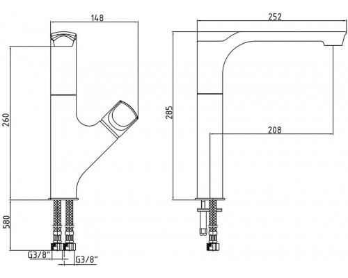 104118063EX MYRA смеситель для кухни белый /хром 104118063EX
