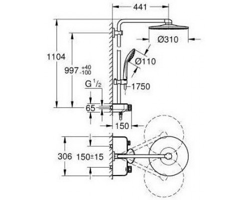 26507000 Euphoria SmartControl 310 DUO Душевая система с термостатом, хром 26507000