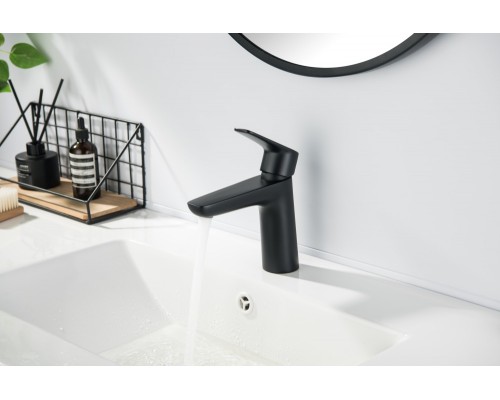 AQ1110MB БЕТТА смеситель для раковины 98, без донного клапана, матовый черный AQ1110MB
