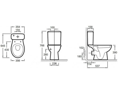 PATIO UJV102-00 безободковый чаша напольного унитаза, белый UJV102-00