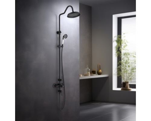 AQ2563MB КЛАССИК термостатическая душевая система (смеситель для душа) 220мм, матовый черный AQ2563MB