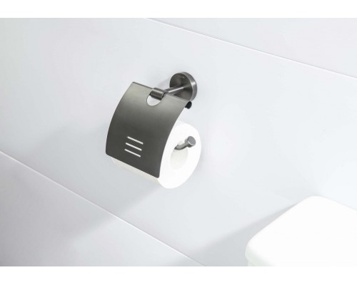 AQ4609BGM БЕТТА бумагодержатель с крышкой, оружейная сталь (шлиф. черный хром) AQ4609BGM