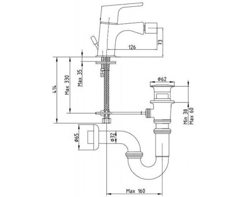 102110192EX LUNA смеситель для биде 102110192EX