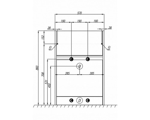 1A2359K0LH010 Набор: 1A235901LH010 Тумба-умывальник Лондри 60/ 1A72243KLH010 Раковина Лондри 120 правая, бел. 1A2359K0LH010