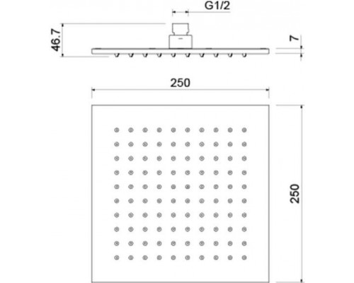 AQ2076MB квадратный верхний душ 2502507 мм, матовый черный AQ2076MB
