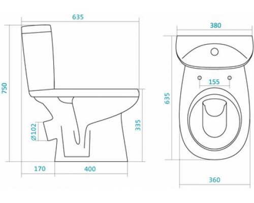 1.WH30.2.134 АНИМО унитаз-компакт, диагон.выпуск, 2 режима, метал.крепление, дюропласт 1.WH30.2.134