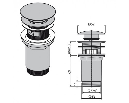 Слив для умывальника CLICK-CLACK черный X01748