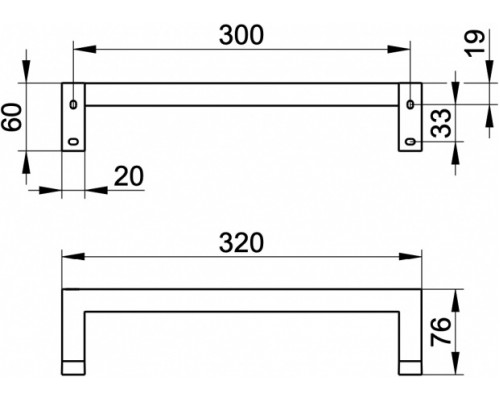 19107010000 EDITION 90 Square Поручень 320 мм, хром 19107010000