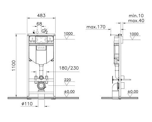 9773B003-7206 Комплект: Normus унитаз подвесной с дюропластовой крышкой МЛ+инсталляция+ панель смыва глянец хром (730-0180) 9773B003-7206