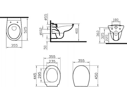 9773B003-7206 Комплект: Normus унитаз подвесной с дюропластовой крышкой МЛ+инсталляция+ панель смыва глянец хром (730-0180) 9773B003-7206