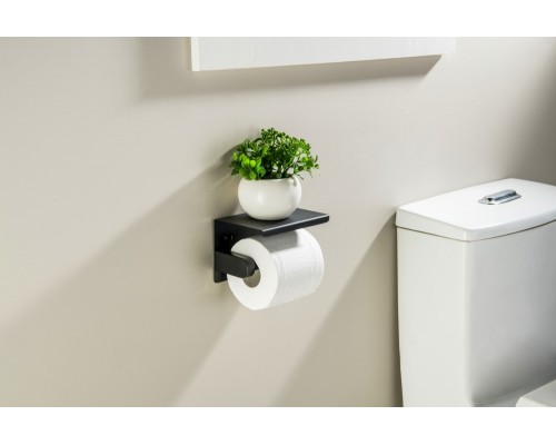 AQ4939MB ЕВРОПА бумагодержатель с полкой, матовый черный AQ4939MB