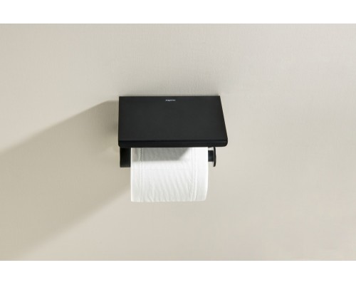 AQ4939MB ЕВРОПА бумагодержатель с полкой, матовый черный AQ4939MB