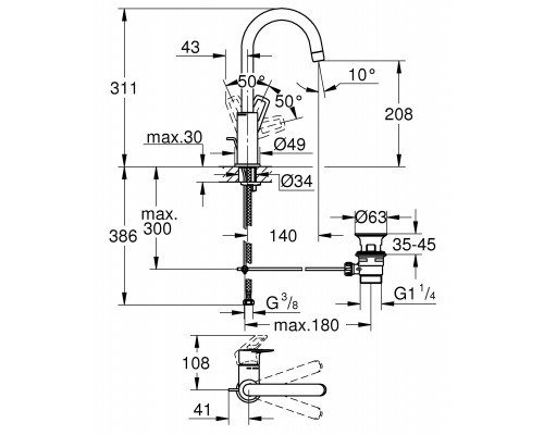 23763001 BauLoop Смеситель для раковины размер L хром (замена 23763000) 23763001
