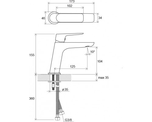 Смеситель для умывальника без донного клапана CL 012.00 X070080