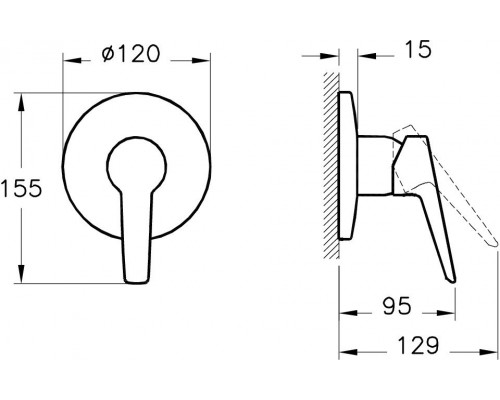 A49271EXP Комплект Встроенный Смеситель с гигиеническим душем на 2 отверстия Hygienic A49271EXP