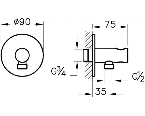 A49271EXP Комплект Встроенный Смеситель с гигиеническим душем на 2 отверстия Hygienic A49271EXP