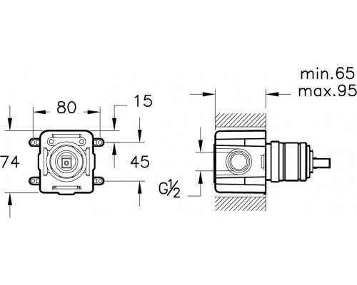 A49271EXP Комплект Встроенный Смеситель с гигиеническим душем на 2 отверстия Hygienic A49271EXP