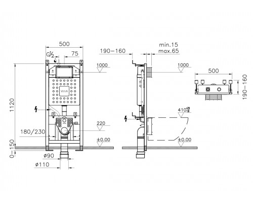 9830B003-7211 Комплект: Sento унитаз подвесной безободковый с тонким сидением МЛ+инсталляция 9830B003-7211