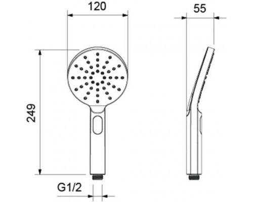 AQ2006CR ОБЕРОН ручной душ Select 120 3 jet AQ2006CR