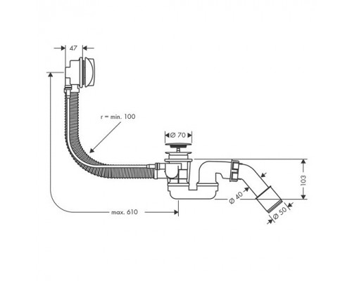 58143000 HG Flexaplus система слива-перелива для ванны 58143000