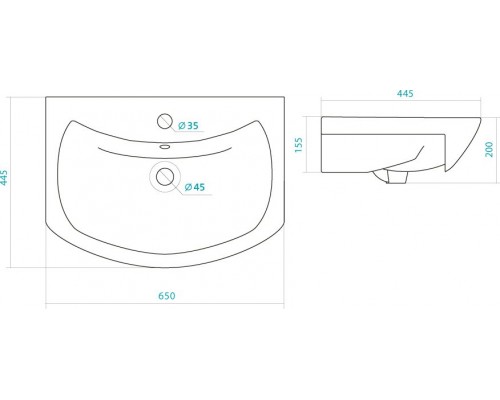 1.WH20.7.775 БАЛТИКА умывальник 65 см 1.WH20.7.775