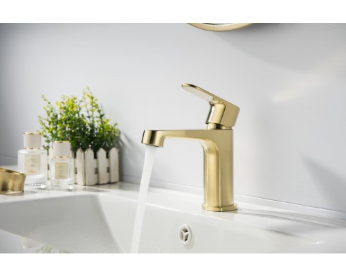 AQ1210BG ОБЕРОН смеситель для раковины 98, без донного клапана, шлиф. золото AQ1210BG