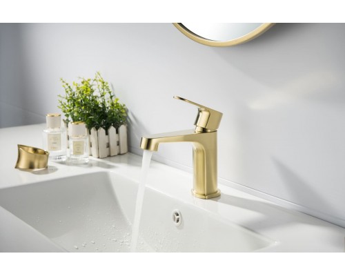 AQ1210BG ОБЕРОН смеситель для раковины 98, без донного клапана, шлиф. золото AQ1210BG