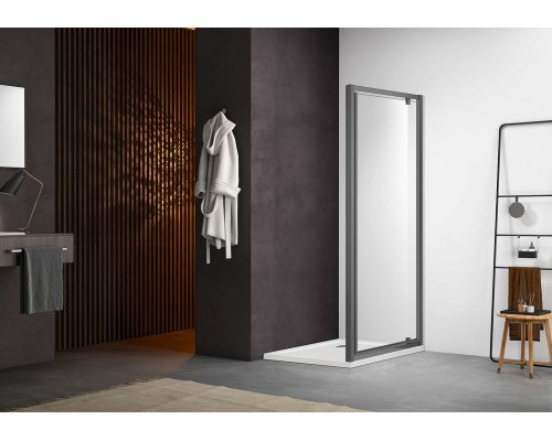 AQ ARI PI 10020GM Душевая дверь, распашная 1000x2000 профиль оружейная сталь, стекло прозрачное AQ ARI PI 10020GM