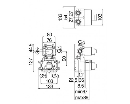 WE00102 термостатический смеситель для душа (скрытая часть) WE00102