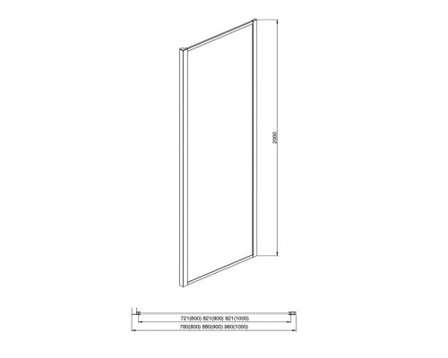 AQ ARI WA 10020GM Неподвижная душевая стенка 1000x2000, для комбинации с дверью, профиль оружейная сталь, стекло прозрачное AQ ARI WA 10020GM